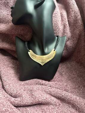 Engraved Tahitian Mother-of-Pearl Mana Breastplate Necklace on Braided Cord